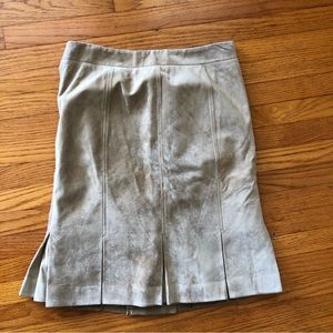 Suede leather tan pleated skirt